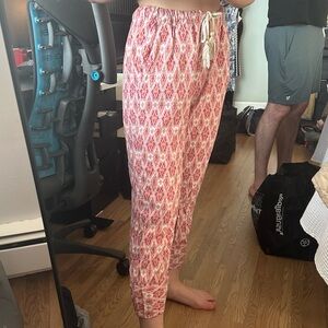 Faherty Pink Patterned Drawstring Track Pants